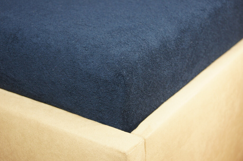 Prześcieradło frotte z gumką ciemno granatowe 120x200