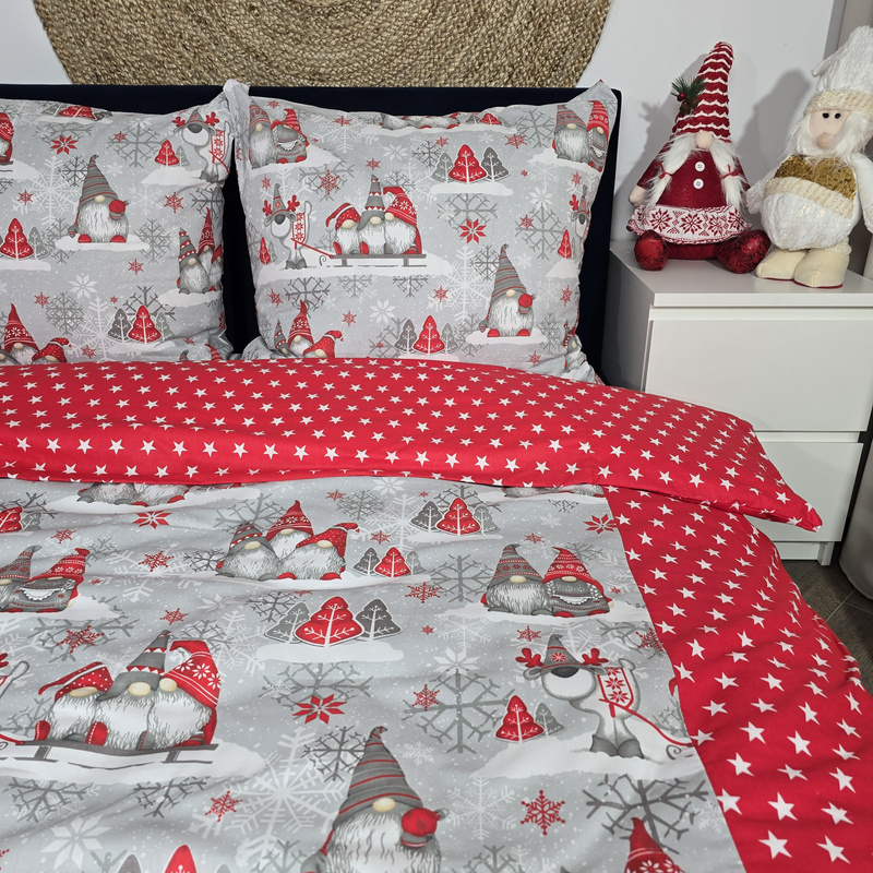 Pościel bawełniana Skrzaty czerwone 180x200