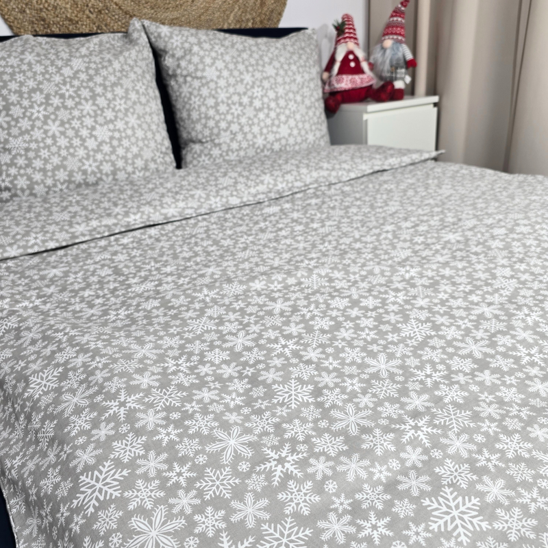 Pościel bawełniana Płatki śniegu w czerwieni 220x200