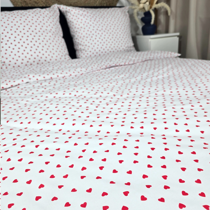 Pościel bawełniana Serduszka czerwone 160x200