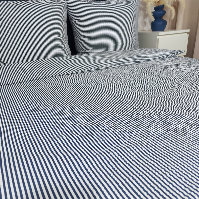 Pościel z kory Paski granat 200x220