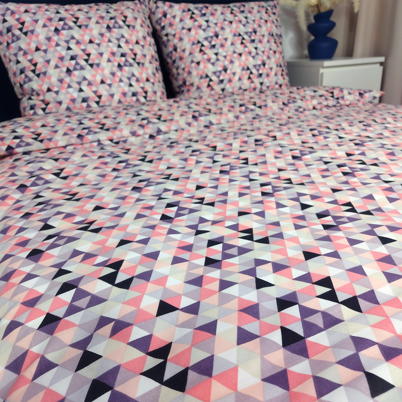 Pościel bawełniana Mozaika różowa 160x200