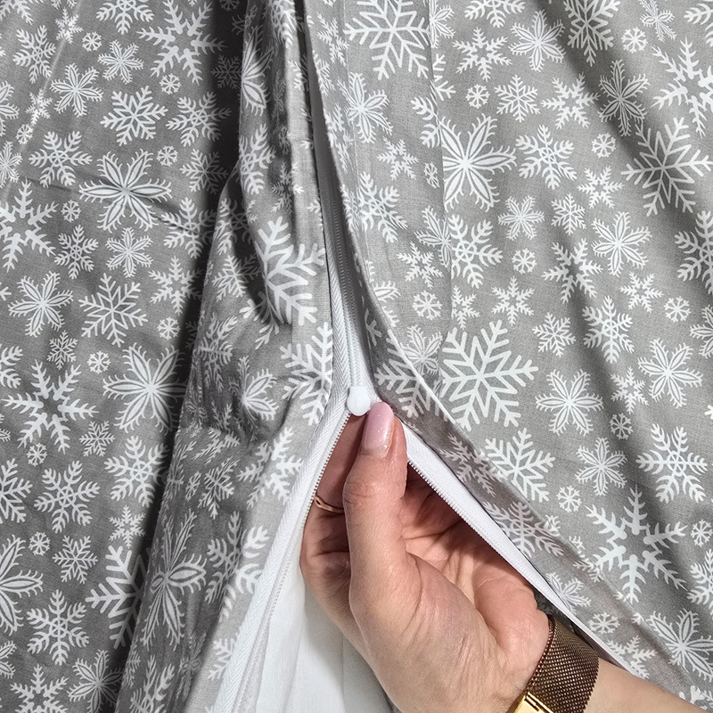 Pościel bawełniana Płatki śniegu w czerwieni 180x200