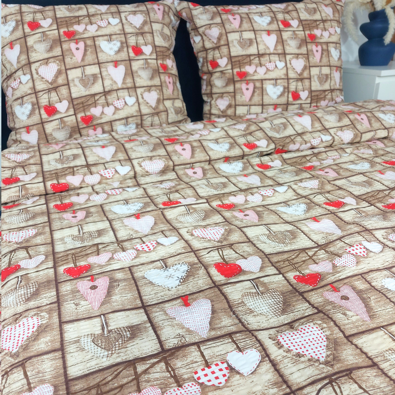 Pościel z kory Serca pinezki 160x200