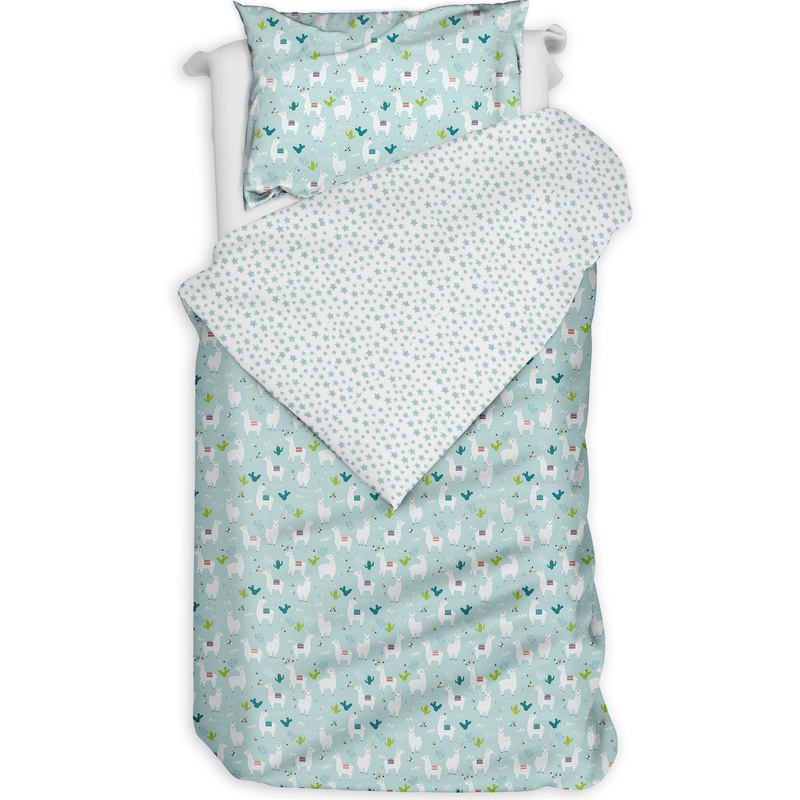 Pościel bawełniana Lama miętowa 140x200