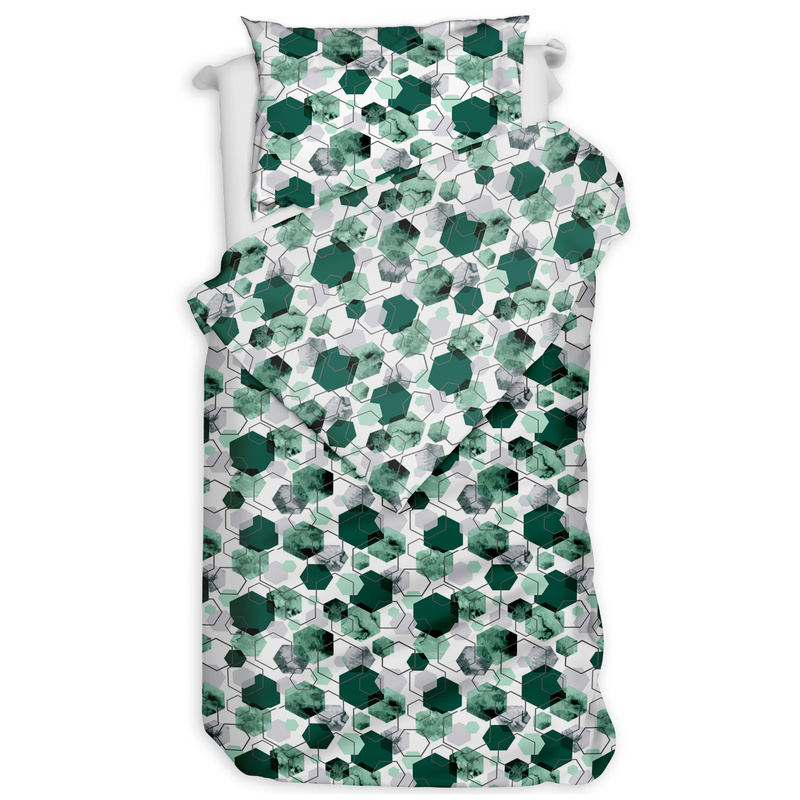 Pościel bawełniana Hexagon emerald 140x200