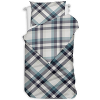 Pościel flanelowa Krata retro niebieska 140x200