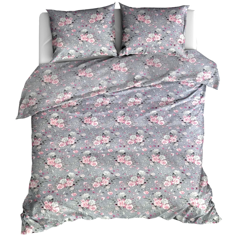 Pościel bawełniana Różyczki w szarości 150x200