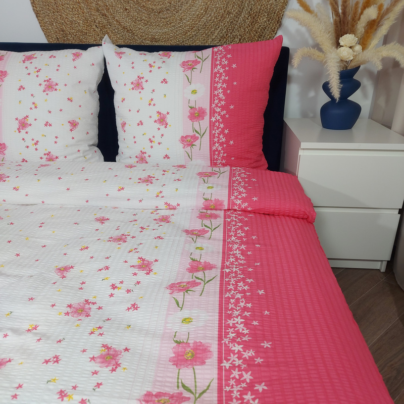 Pościel z kory Różowe pasy 160x200