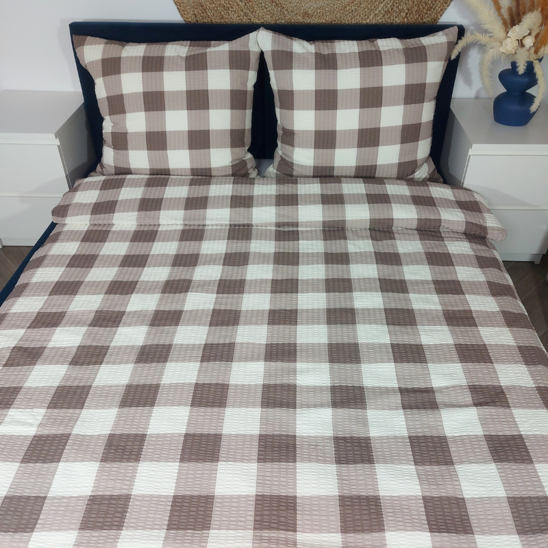 Pościel z kory Krata beżowa 180x200