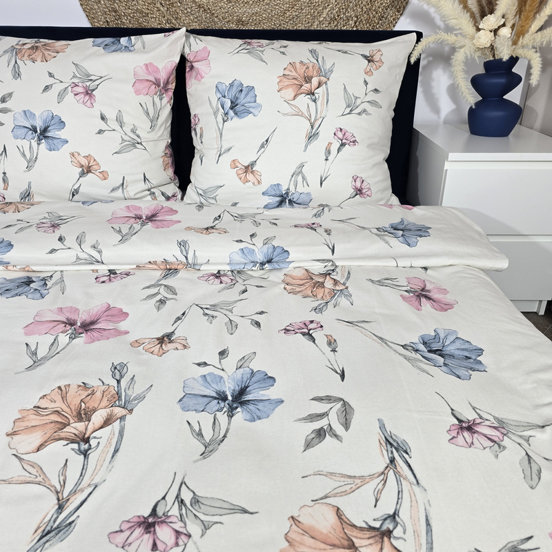 Pościel flanelowa Kolorowe kwiaty 160x200