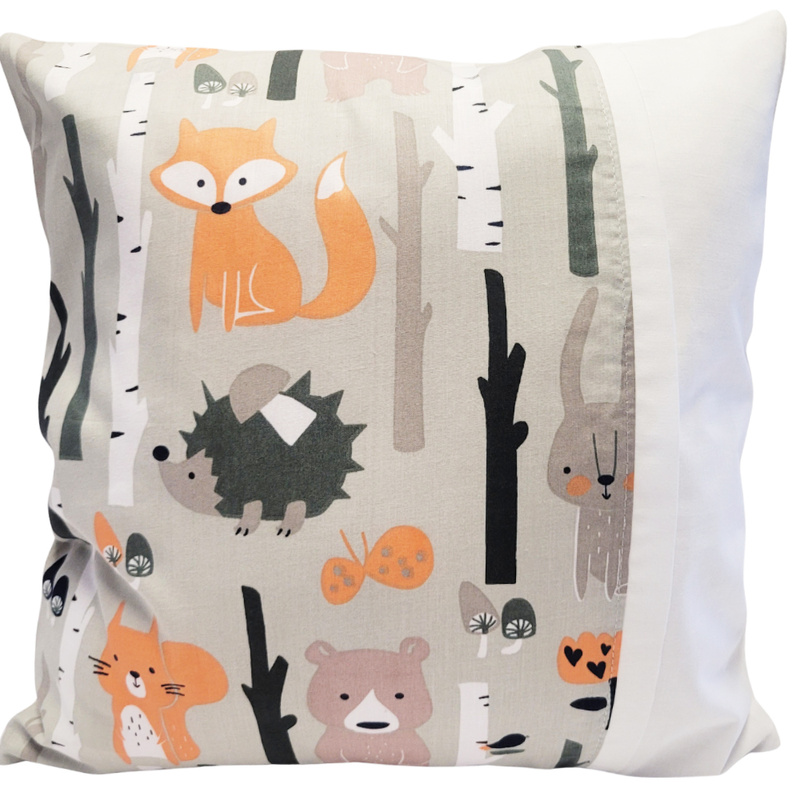 Poszewka z listewką Leśne zwierzęta 40x40