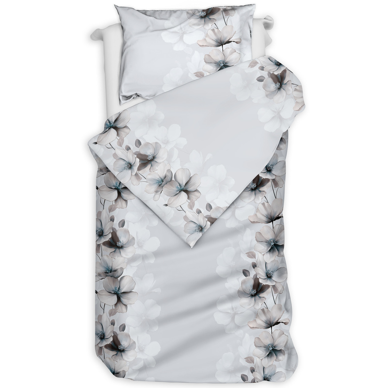 Pościel flanelowa Kwiatowy blask w szarości 140x200