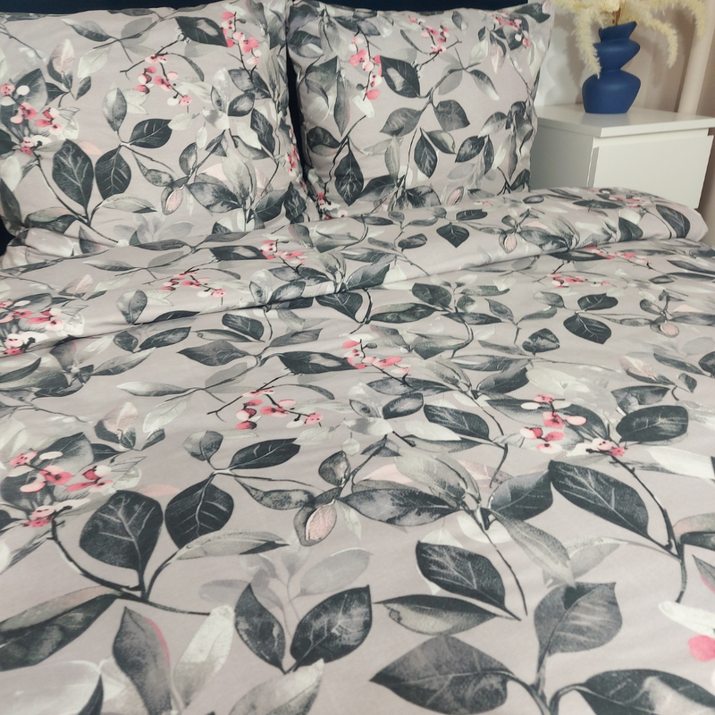 Pościel flanelowa Florystyka beżowa 160x200