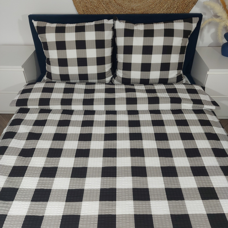 Pościel z kory Krata czarna 160x200