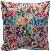 Poszewka bawełniana Łowickie motylki szara 50x50