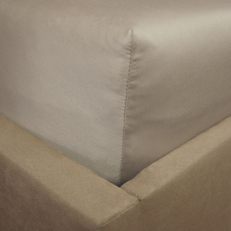 Prześcieradło satyna bawełniana z gumką Beżowe 160x200