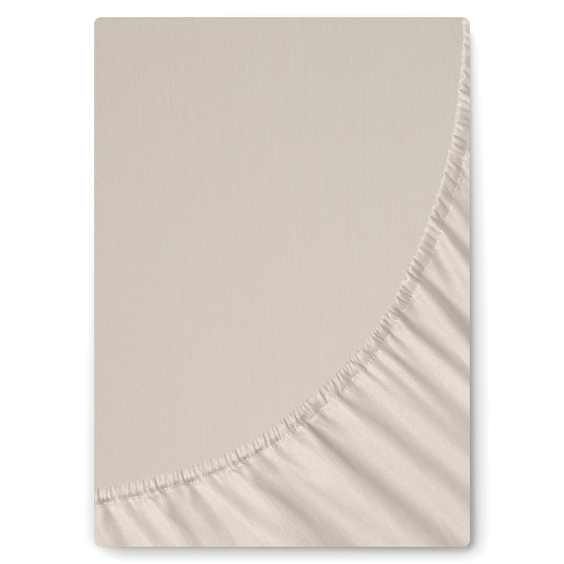 Prześcieradło satyna bawełniana z gumką Beżowe 160x200