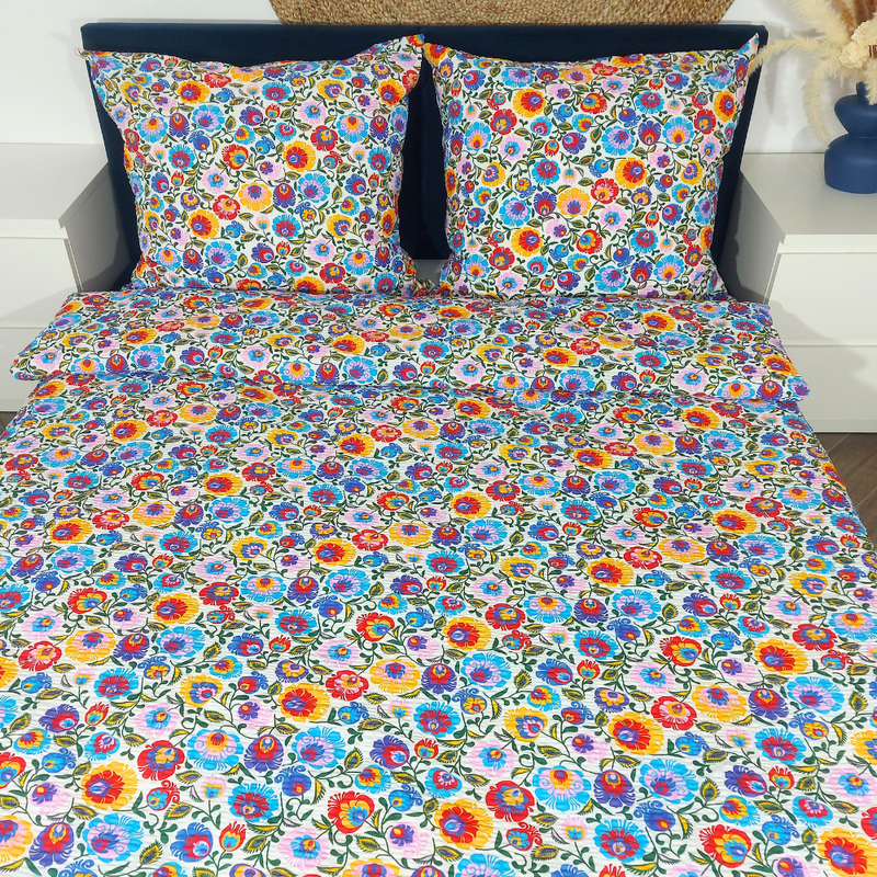 Pościel z kory Łowicka na bieli 140x200