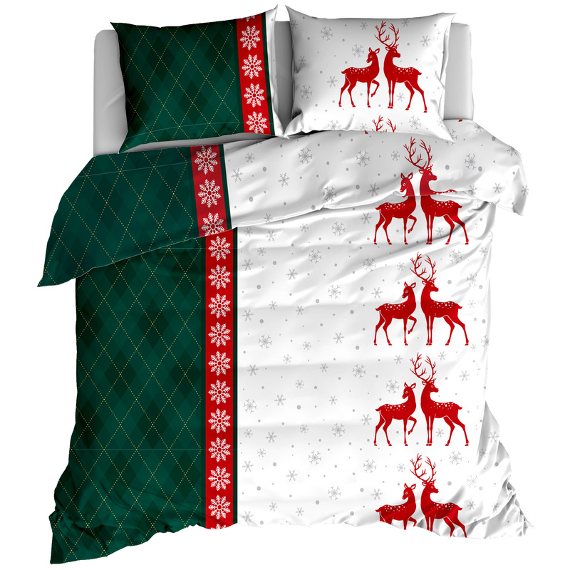 Pościel flanelowa Renifery butelka 160x200