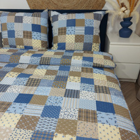 Pościel z kory Patchwork niebieski 200x220