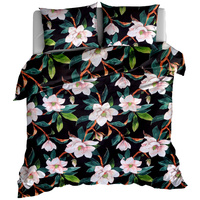 Pościel bawełniana Magnolia czarna 150x200