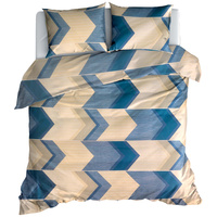Pościel bawełniana Chevron beżowo niebieski 180x200