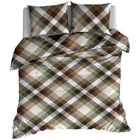 Pościel flanelowa Krata retro oliwka 180x200