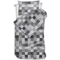 Pościel flanelowa Patchwork szary 140x200