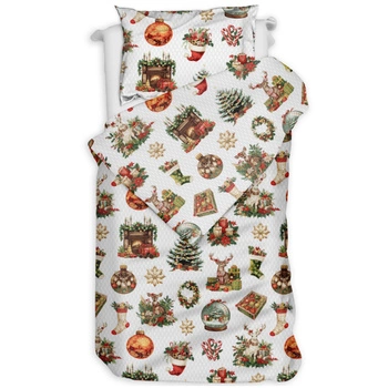 Pościel bawełniana Renifery retro zielone 140x200