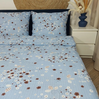 Pościel z kory Delikatne kwiaty błękit 200x220