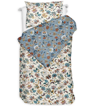 Pościel bawełniana Kwiaty turkus liście 140x200