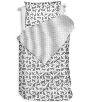 Pościel bawełniana Szare koty na bieli 135x200
