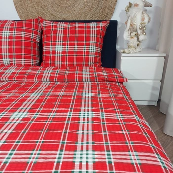 Pościel z kory Szkocka krata czerwona 160x200