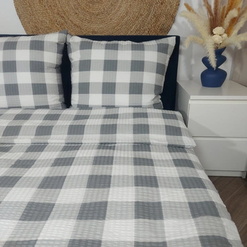 Pościel z kory Krata szara 160x200