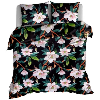 Pościel bawełniana Magnolia czarna 160x200