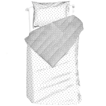 Pościel bawełniana Serduszka szare 140x200