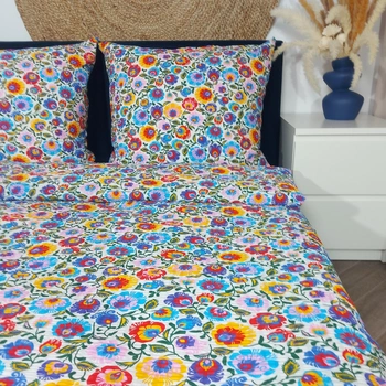 Pościel z kory Łowicka na bieli 200x220