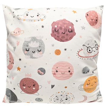 Poszewka bawełniana Planety różowe 40x60