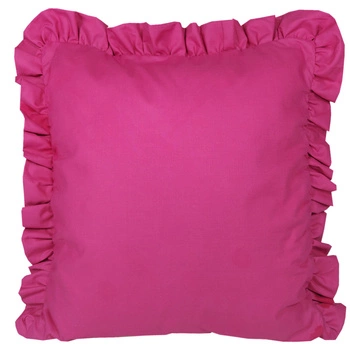 Poszewka bawełniana z falbanką 40x40 Malinowa