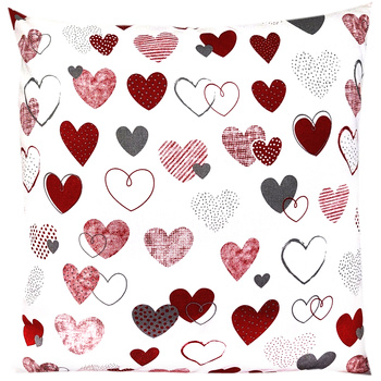 Poszewka bawełniana Serduszka czerwone "LOVE" 70x80
