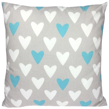 Poszewka bawełniana Turkusowe serca 45x45