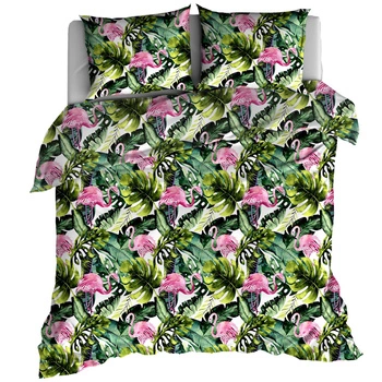 Pościel bawełniana Flamingi liście 160x200