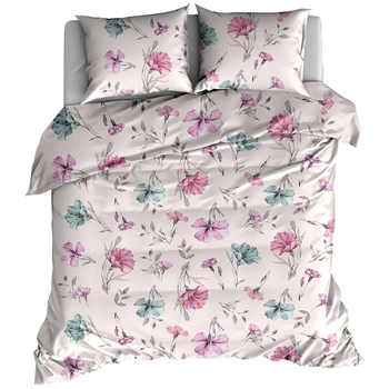 Pościel flanelowa Kolorowe kwiaty w różu 160x200