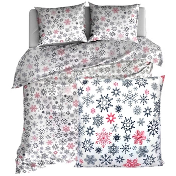 Pościel bawełniana Śnieżynki czerwone 220x200