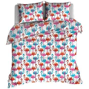 Pościel bawełniana Flamingi neonowe 150x200