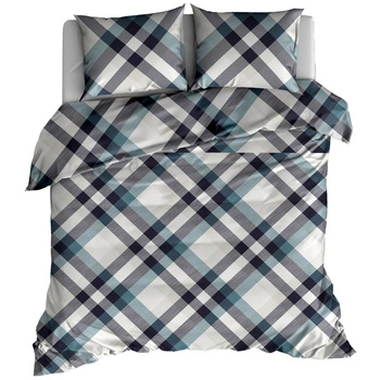 Pościel flanelowa Krata retro niebieska 180x200