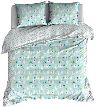 Pościel bawełniana Lama miętowa 200x200