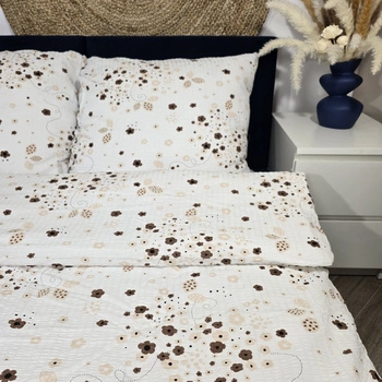 Pościel z kory Delikatne kwiaty beż 160x200