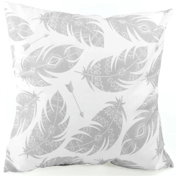 Poszewka bawełniana Szare pióra na bieli 50x70